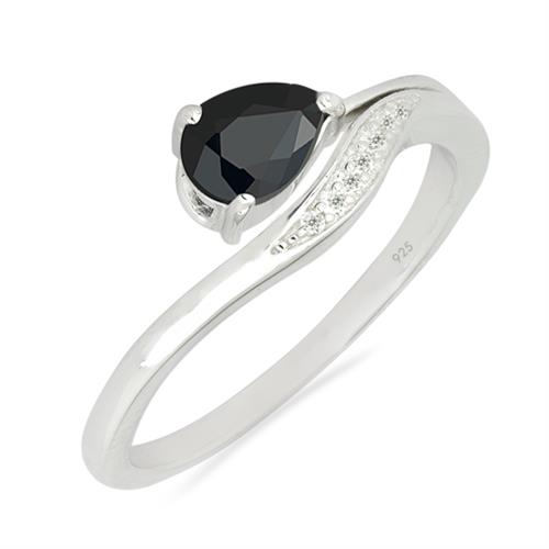 BUY STERLING SILVER NATURAL BLACK ONYX GEMSTONE CLASSIC RING